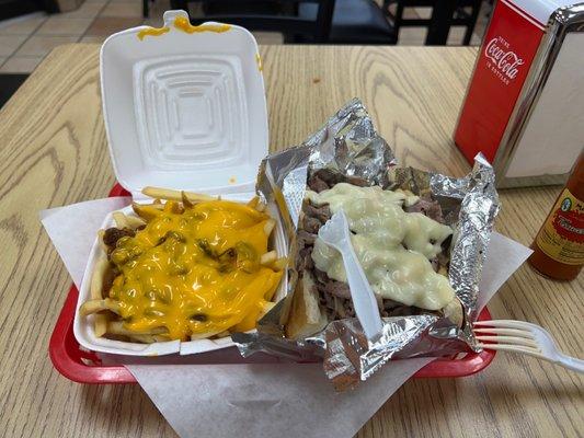 Italian Beef and Chili Chilli & Cheese Fries