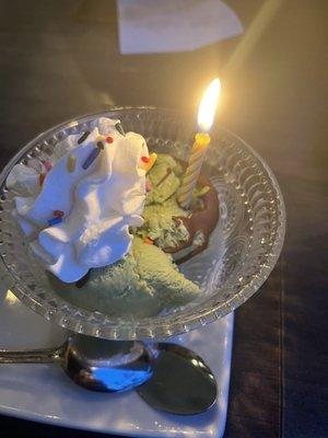 Birthday green tea ice cream