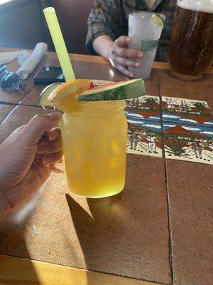 Piñata margarita & beer pitcher in the back