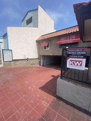 Entrance of the parking garage from Hermosa ave