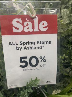 Sale sign in all the floral aisles