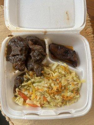 Small oxtail plate with double cabbage & plantain