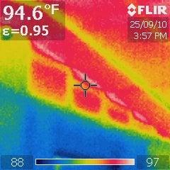 Missing insulation detected by infrared thermography