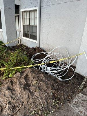 Outside property during repiping