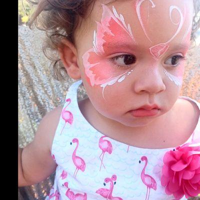 Cute butterfly mask face painting San Diego #toddlerfacepaintingsandiego #happyheartsfacepainting