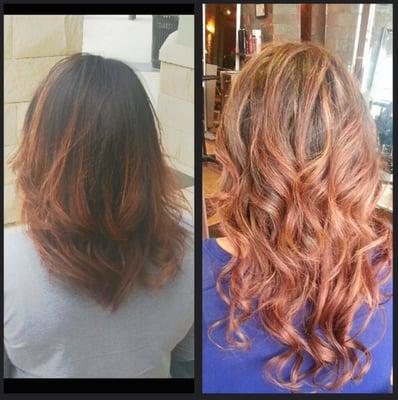 before & after extensions and color service