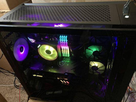 Corsair 5000D PC case and Corsair RGB fans.