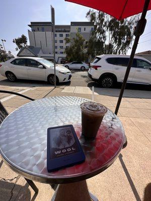 Iced coffee, outdoor seating