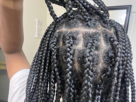 Big parts and braids.