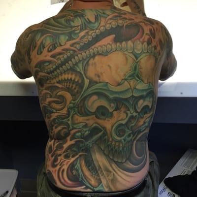 Tibetan skull back piece by Darl Gnau