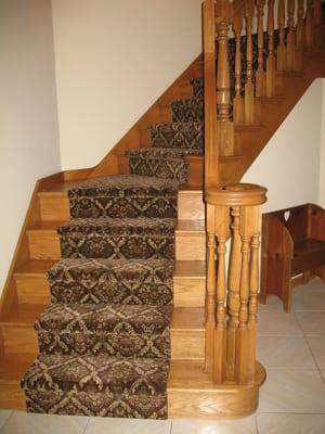 Dramatic waterfall installation of stair runner