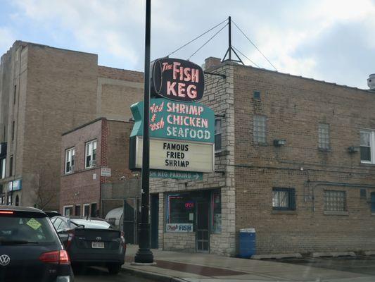 Storefront and their iconic sign.