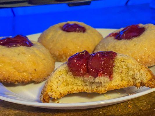 Sour cherry thumbprint cookies