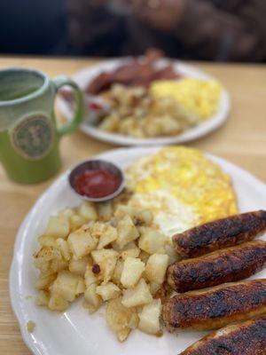 Chicken apple sausage and eggs