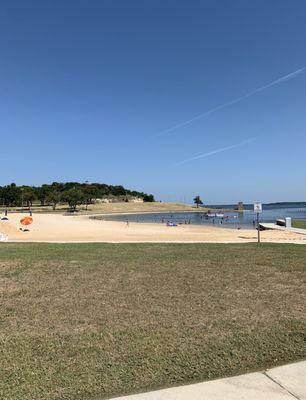 Side view of the beach and water