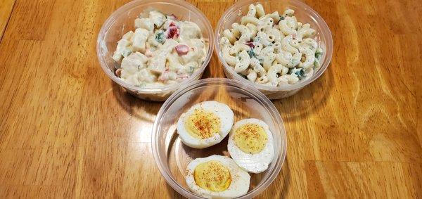 Potato Salad, Mac Salad, Deviled Eggs