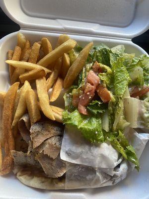 Gyro special comes with gyro fries and salad