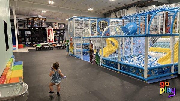 indoor playground ocean zone: slides, rock wall, with soft play areas for toddlers, ball pit, and more at goplay rhode island