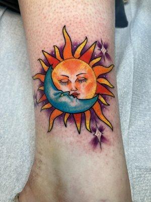 Sun and moon tattoo