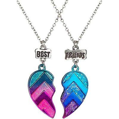 Yijunmca Best Friend Necklaces Set - Matching Half Heart BFF Necklaces for 2 Friendship Birthday Gifts for Friends Sisters Teens Girls