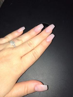 Coffin nails with natural pink gel