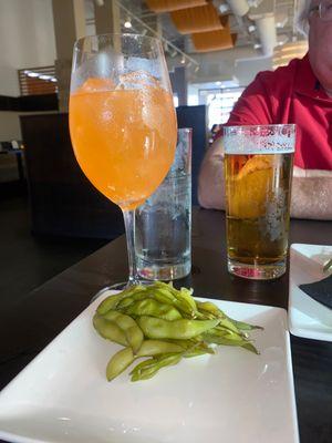 Yummy special drink called Eastern Sunrise and Sapporo beer and oops I ate all the edamame before I took the pic, sry