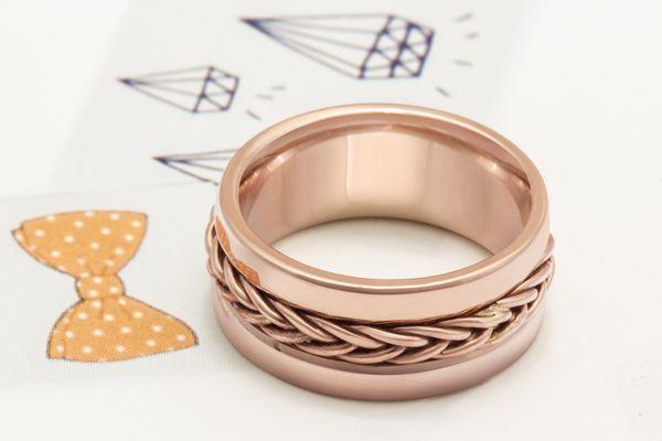 18k Rose Hand Braided Wedding Band