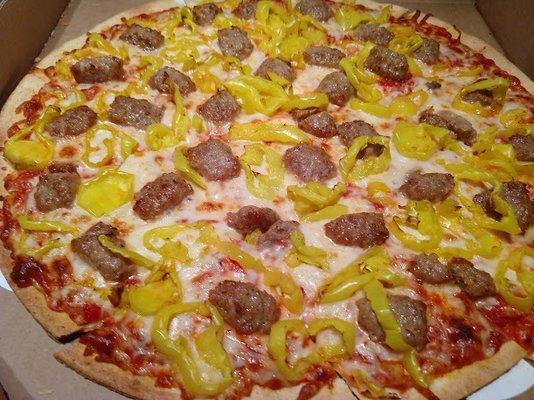 sausage with banana peppers...yum!