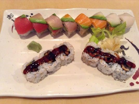 Rainbow roll & eel avocado roll