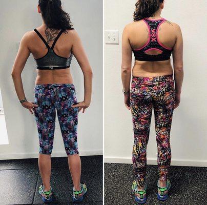 She did 10 session under 2 months. She pushed hard, took guidance on food and added cardio only the last week :) So proud of her.