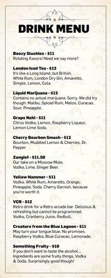 Drinks menu