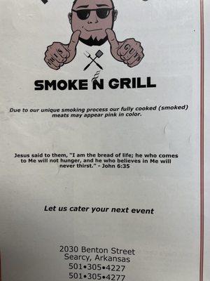 Front of menu