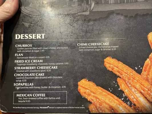 Cozumel menu: deserts