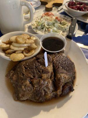 End cut prime rib with German potatoes