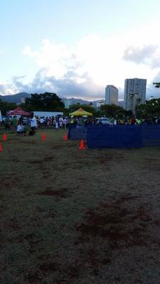 Yellow tent registration booth