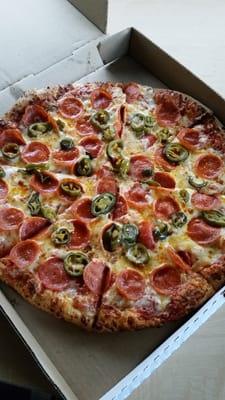 Pepperoni and jalapeno...yummies