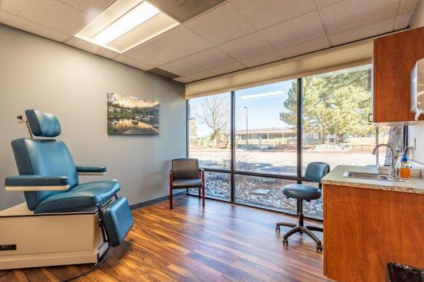 Exam room with podiatry chair