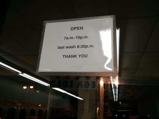 Here are the hours, a little clearer than they appear on the window.