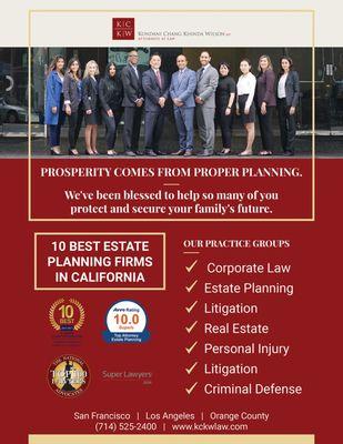 Flyer designed for a law firm advertisement, in a catalog.
 Client: Kundani Chang Khinda Wilson, LLP