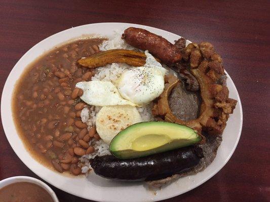 #1 pork chicharone was crispy, beans seasoned great and THE BEST blood sausage!!