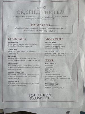 Drink menu page 1