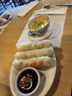 More spring rolls and hot and sour soup