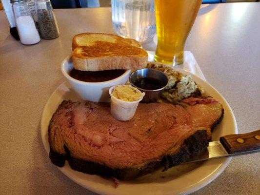 Saturday Prime Rib with wild rice, baked beans, and Texas toast. Don't forget the horseradish!