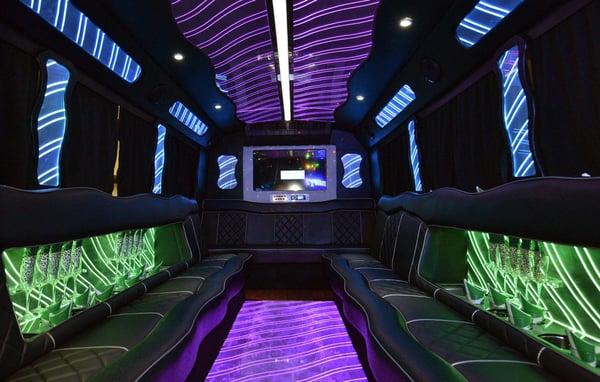 Brand New Exotic Party Bus with LED lights Throughout, Premium Sound System, four wet bars, Privacy Curtins, 42" HGTV and DVD...