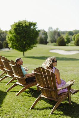 Sit back in our Adirondack Chairs with a cocktail & enjoy the Golf Course views!