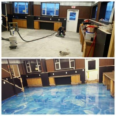 Designer epoxy floor getting ready for some 3d action