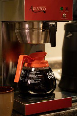 Freshly made drip coffee