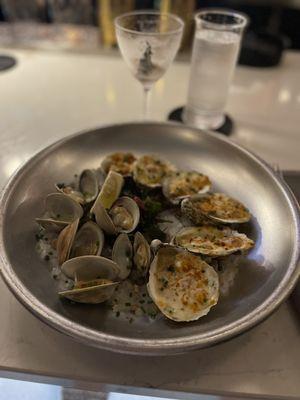 Littleneck clams and Oysters Sidecar