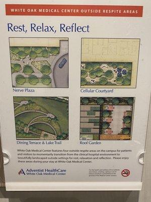 Map of the four respite, relaxation areas.