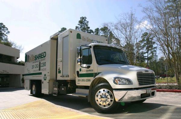 On-Site Shred mobile paper shredding truck in The Woodlands Texas